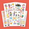 FULL SET DE STICKERS CON TEMÁTICA DE STAND UP, CLOWN E IMPRO. TAMBIÉN STICKERS DE ORGANIZACIÓN Y DECORATIVOS