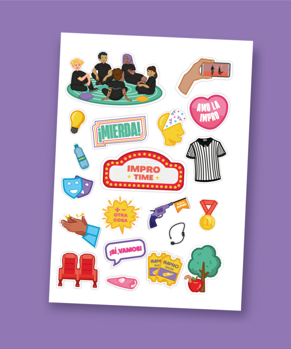LÁMINA DE STICKERS CON TEMÁTICA DE IMPRO