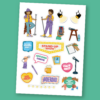 LÁMINA DE STICKERS CON TEMÁTICA DE STAND UP COMEDY